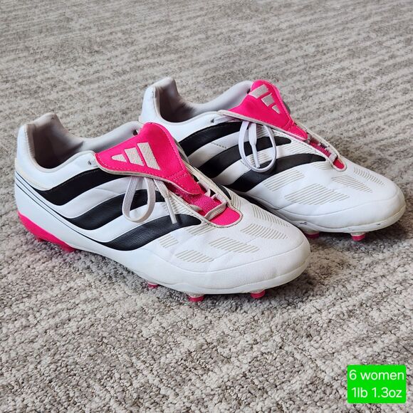 Adidas youth Predator Precision.3 FG soccer cleats white black pink size 6 - Picture 1 of 10